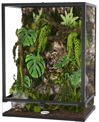 Garvee Terrarium en Verre Haut pour Reptiles 170L, Cage spacieuse, Double Porte à charnière, Base étanche, Nettoyage Facile, Grand Ventilation supérieure, Idéal pour lézards, caméléons