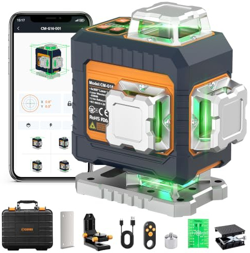 CIGMAN G16 Nivel Láser Verde 4x360 Autonivelante de 16 Líneas