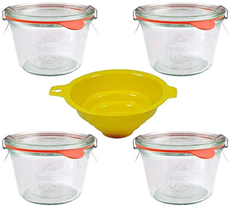 4 tarros de cristal con borde redondo, 250 ml, incluye accesorios