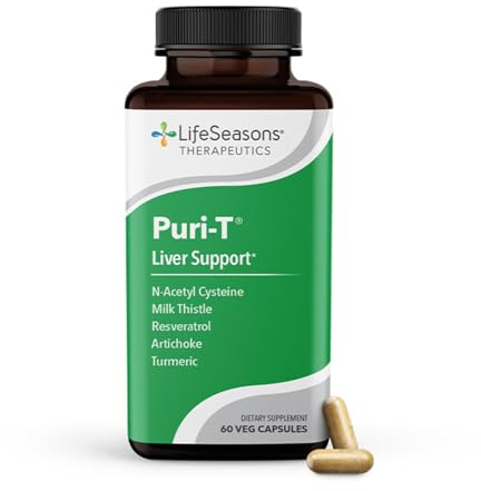 LifeSeasons Puri-T - Liver Cleanse & Detox Support Supplement - Resveratrol, N-Acetyl Cysteine, Milk Thistle, Artichoke & Turmeric - Supports Tissue Regeneration & Healthy Bile Flow - 60 Capsules