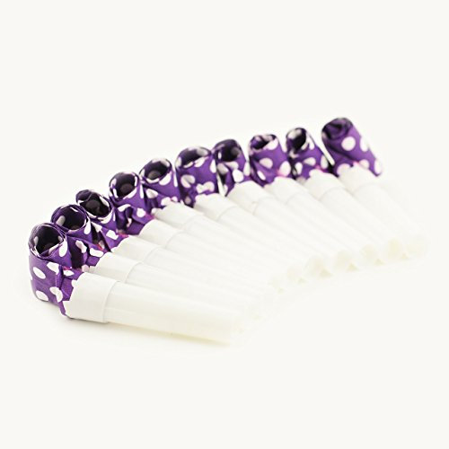 Happium Pack of 10 - Party Blowers Birthday Blowouts New Bag Supplies X Horns Favours Toy (Purple)