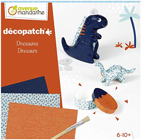 MY MANDARINE KC114C - Coffret créatif - Technique Décopatch - À partir de 6 ans - DINOSAURES