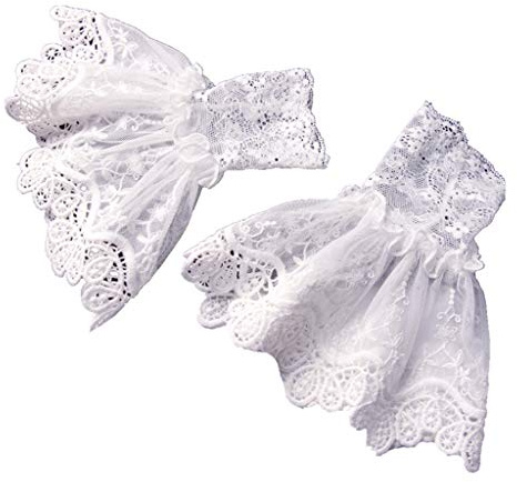 GUMEI suéter Femenino Mangas Falsas Crochet Hueco Encaje Volantes Cuerno puños Calentadores de muñeca