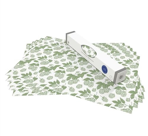The Master Herbalist UNSCENTED & WIPE CLEAN Drawer Liners with a green HOPS Design - Perfect for Bedroom Drawers, Wardrobe Shelves, Linen Cupboards & Kitchen Cabinets