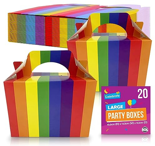 SOL Stora lådor för födelsedagsfest, lätt att montera med handtag för tårta och godis, perfekt för snacks, godis, lunchlåda, lysande festdesign, 20