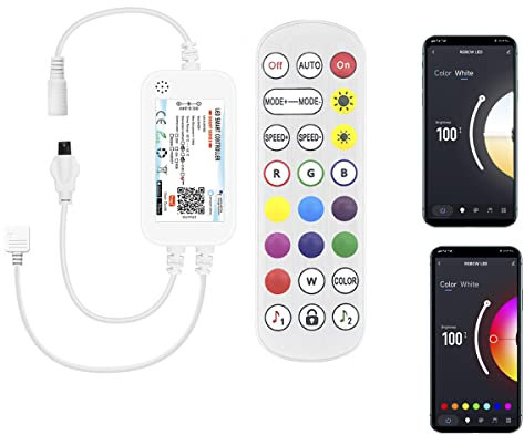 5-24V Tuya RGBCCT WiFi LED Smart Controller mit 24-Tasten-Fernbedienung, Music Sync WLAN Smart Life APP für RGBCCT LED-Streifen, kompatibel mit Alexa Google Home (RGBCCT 6PIN)