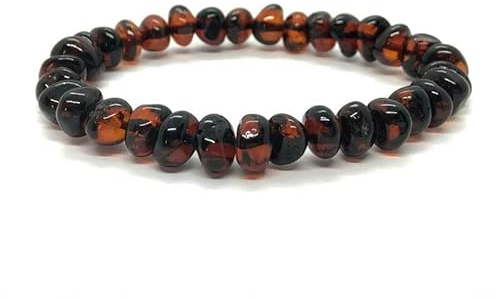 Amber Seven Baltiska bärnstensarmband | 14 färger | 19 cm storlek stretchigt unisex armband | råbärnstensarmband | pärlbärsarmband för kvinnor och män | handgjorda, 19 cm, Bärnsten, - Amber