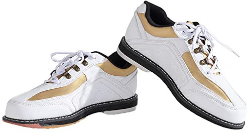 Dam Bowling sko, Snörning upp Womens Bowls Sneakers Casual Walking Workout Trainers för Kvinna,White,39 EU