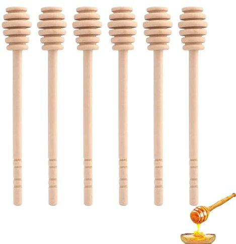 HHZZXCDH 6 StüCk HoniglöFfel HoniglöFfel Holz Honigheber Honigspirale Honigstab Aus Holz Honeysticks Zum Sammeln Von Honigsirup Melasse Dispense Drizzle Honig Geruchsneutral & Lebensmittelecht