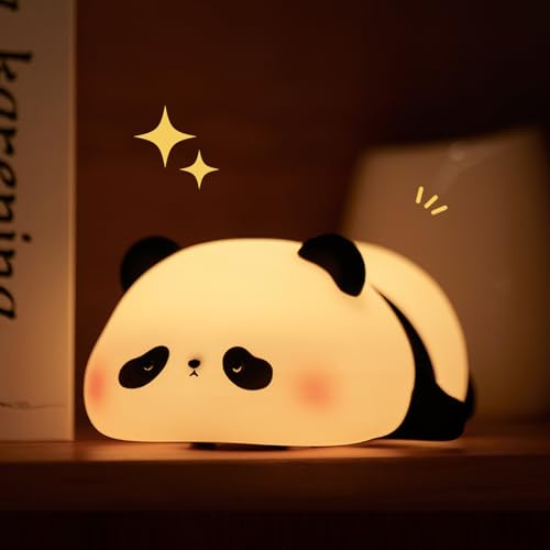 AGEK Panda Night Light for Kids Bedroom, Cute Animal Silicone Nursery Night Lamp Touch Control Nightlights USB Rechargeable Bedside Lamp for Baby Children Toddlers Women Teen Girls Breastfeeding Gift