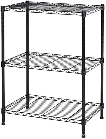 Homeiju 3-Shelf Storage Rack,Adjustable Height Metal Shelving Unit,Heavy Duty Storage Shelving Unit,Wire Rack Shelving,Garage Organizer for Home,Kitchen,Office,Pantry,Garage（13.5D x 23.4W x 31H）