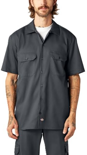 Dickies Flex Relaxed Fit Short Sleeve Work Shirt, Charcoal, L