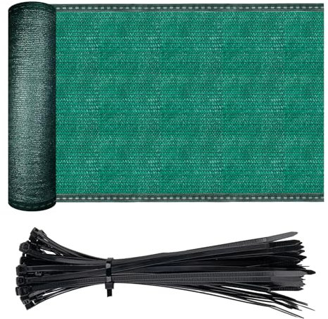 HENG FENG Pantalla de Privacidad 1x10m,Malla de Ocultación 150g/m²,Protección UV y Antiviento para Jardín y Balcón,con Cuerdas de Fijación,Verde