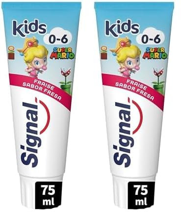 Signal Pasta de Dientes Infantil 0-6 años Sabor Fresa Para Dientes de Leche 75ml x1 (Paquete de 2)