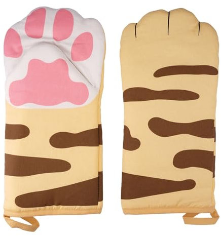 1 Coppia Guanti da Forno in Cotone Gatto, 31cm Long Forno Microwave Guanti da Forno, Guanti da Forno in Cotone Spesso, Guanti da Forno Alte Temperature Adatti a Forno e Microonde, Utensili da Cucina