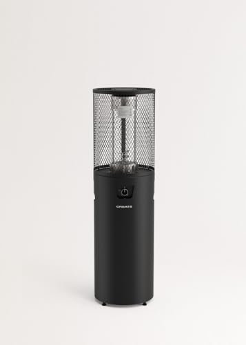 CREATE/FIRE ROUND HEATER/Calefactor de gas negro para terrazas y exteriores/Encendido eléctrico, llama regulable, sistema de seguridad, uso exterior, materiales resistentes, 8 kW
