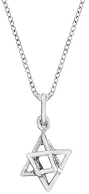 Sterling Silver 3D David Star of David Halsband för män och kvinnor - 925 Merkaba hänge 18 Curb Chain Andlig Helig Geometri Religiös Judaica presenter