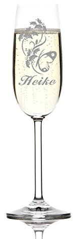 1 copa de champán con grabado con diseño y nombre, idea de regalo para bebedores de champán, prosecco y champán