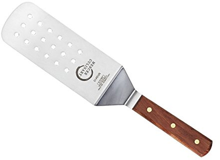 Mercer Culinary Praxis Rosewood Handle Perforated Turner, 8 Inch x 3 Inch