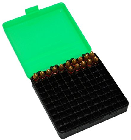 9 mm Cartridge Box / .380 Auto Ammo Box for 100 Cartridges Cartridge Box for Reloaders ... (Green)
