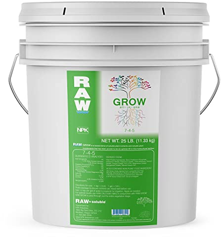 RAW All in One Grow Fertilizer - Water Soluble Plant Food for Soil, 25 lb