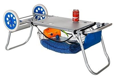 Hogar y Mas Carro Plegable para Playa, Multifunción como PortaSillas y Mesa. Diseño Azul/Práctico 380 x 70 x 980 mm