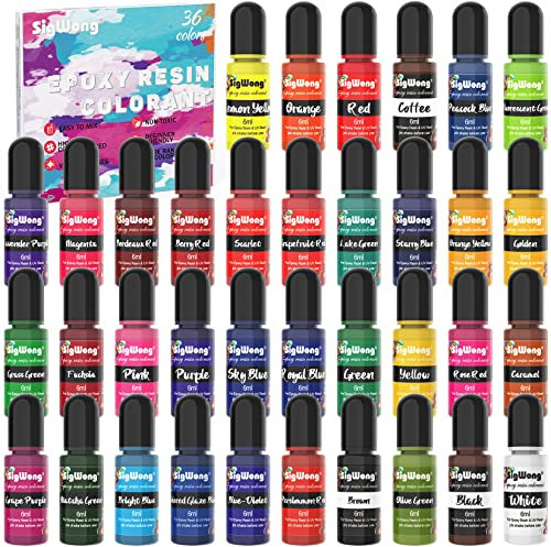 Epoxidharz Farbe Set - 36 Farben Flüssig Epoxidharz Farben, Konzentrierte Resin Farbe, Epoxidharz Pigment Farbstoff für Kunstharz, Harz Gießen, Epoxy Resin Kunst, DIY Schmuckherstellung - je 6ml