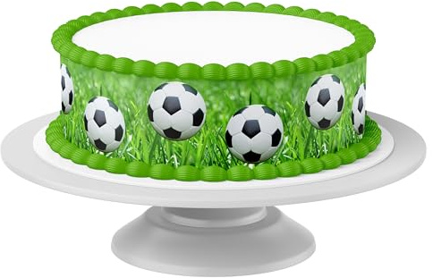Nastro per torte calcio commestibile - 4 pezzi á 24cm x 5cm adatto per torte fino a 30 cm da mangiare - decorazione creativa per torte