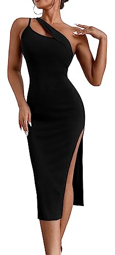 KOEMCY Vestido sin Mangas para Mujer Sexy Vestidos de Fiesta Bodycon Wrap Vestido Sexy de Cóctel Clubwear Dress Elegante de Tirantes Dress (Negro,L)