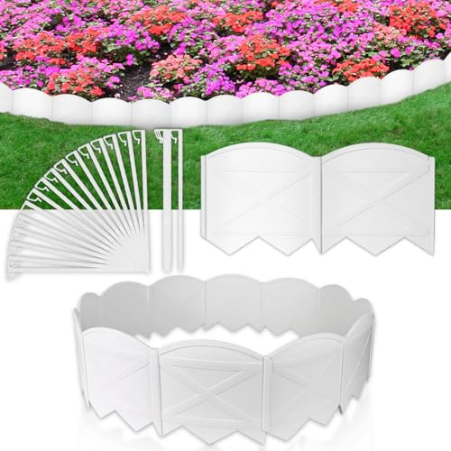 Vashly No-Dig 20Ft Landscape Edging, 6 Inch Tall Garden Edging with 7.8 inch Anchoring Stakes Plastic Garden Edging Border Flower Bed Edging Borders Lawn Edging