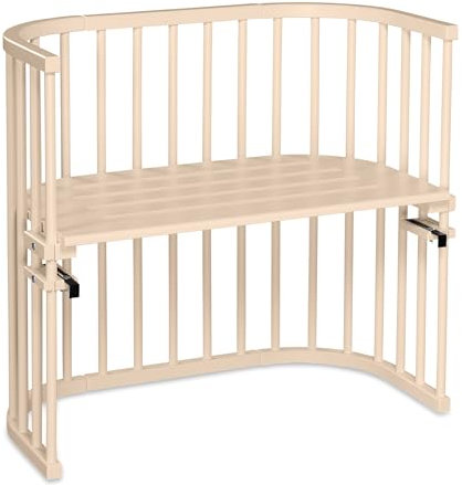 babybay Original Beistellbett aus massivem Buchenholz/kompakt & verwandelbar/Kinderbett Höhe stufenlos verstellbar & umweltfreundlich/mitwachsendes Babybett (beige lackiert)