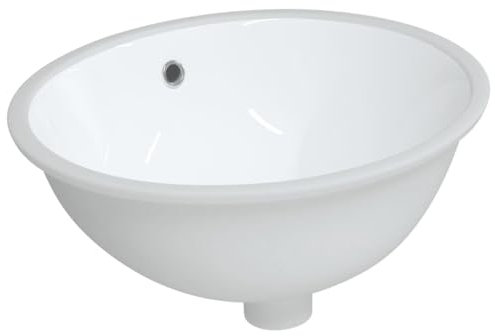Einbauwaschbecken aus Keramik, Oval Waschbecken, Handwaschbecken, Einbaubecken, Aufsatzwaschbecken, Waschtisch, Hand Waschschale für Badezimmer & Gäste-WC, 47x39x21 cm