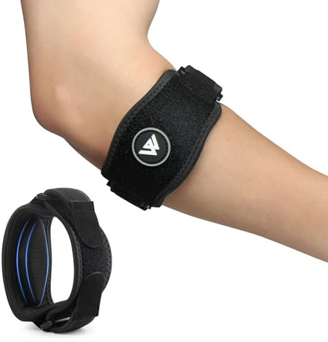 flintronic Tennis Elbow Support Strap, 1 Pack Golfers Elbow Support for Men & Women, Adjustable Elbow Brace with Compression Pad for Tennis & Golfer's Elbow Pain Relief (Black)