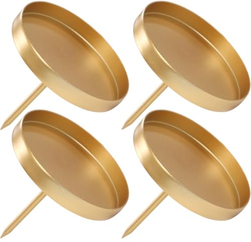 Aurasky Kerzenhalter Adventskranz, 8.5 cm Kerzenständer Gold 4 Stück, Adventskerzenhalter Abnehmbare, Kerzenhalter Stumpenkerzen, Kerzenteller für Adventskranz Weihnachten Tischdeko