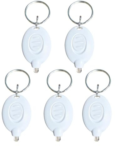 LED-nyckelring ficklampa - batteridriven lätt LED-lampa med nyckelring | bärbar ficklampa, nyckelring för utomhusaktiviteter, camping, vandring, nödbelysning, Vitt och blått, Se référer au descriptif