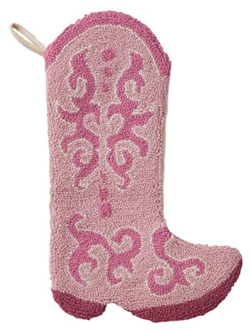 Pink Cowboy Boot Hook Stocking