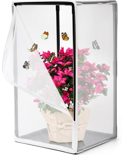 Kingrol Outdoor Insect Butterfly Habitat Cage - Mesh Plant Enclosure for Pest Bird Protection, Ideal for Breeding Butterflies, Soldier Flies, Ladybugs - 42x42x77cm