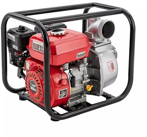 Wasserpumpe Wasser Pumpe Kraftvolle Wasserförderpumpe Benzinpumpe 7 5PS 4-Takt Motor 3 Zoll Gartenpumpe für Bewässerung Teichpumpe mit 30m Hubhöhe 60m³ h Durchfluss (3 Zoll)