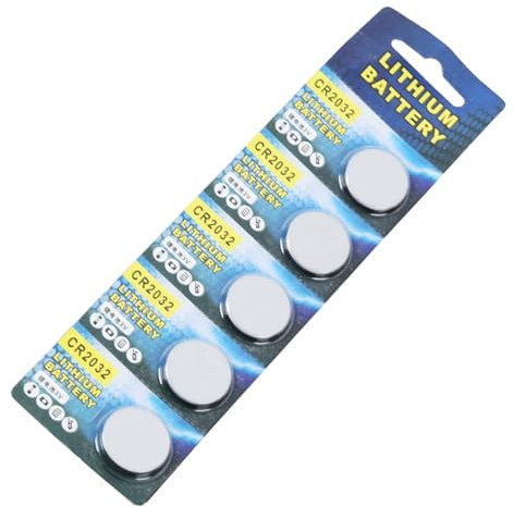 HINAYOSAN Confezione da 5 batterie a bottone CR2032 al litio, 240 mAh, ad alta capacità, con potente uscita da 3 V, adatte per sintonizzatori, durevoli