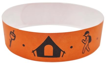 FUN FAN LINE | Bracelet Papier Événements Tyvek Numéroté | Lot De 100 Bracelets Événementiel Étanches Et Colorés Pour Festivals| Bracelets En Papier Pour Contrôle D’accès | CAMPING Orange