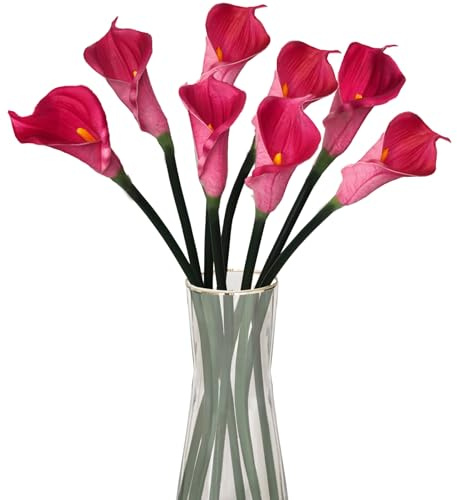 Kainonnan 8 Pcs Calla Lily Artificial Flowers 26 Inch Lilies Flowers Floral Bouquet for Home Table Party Wedding Decor (Purple)