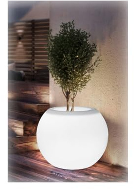 Générique Pot de Fleur LED Rechargeable avec Télécommande – Pot Lumineux Étanche 16 Couleurs pour Intérieur Extérieur, Déco Jardin Balcon Terrasse, Alternative au Pot Solaire,One Size,White