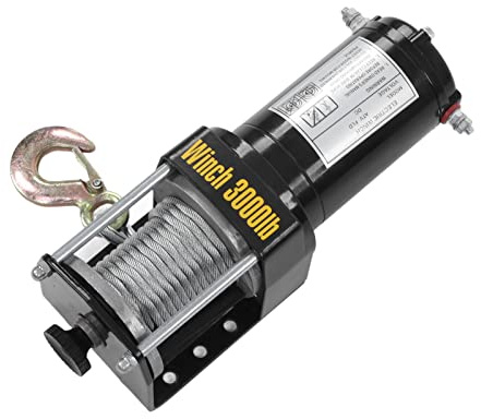 KIMISS Kit de Cabrestante Eléctrico de 3000 Libras de 24 V para ATV UTV, Cabrestante de Cable de Acero con Control Remoto con Mini Soporte, Resistente