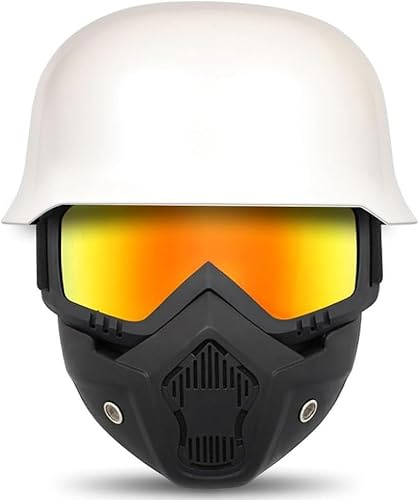 Caimcie Casque de Moto Jet rétro avec ECE/Dot, Casque Demi-Coque Allemand pour Hommes et Femmes, Doublure intérieure ventilée à dégagement Rapide, Casque de cyclomoteur, Scooter, Cruiser J,M=55-56cm