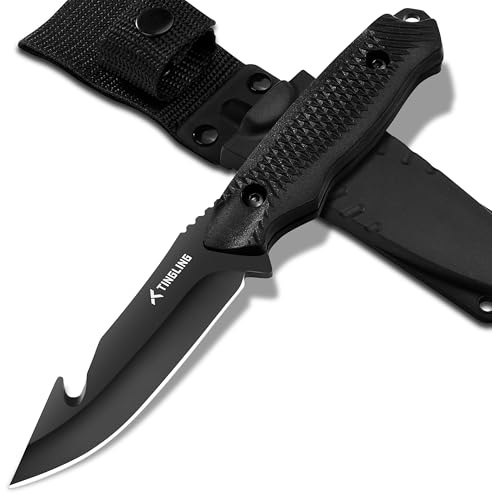 Tingling Cuchillo con Hoja Fija Cuchillo de Exterior para Principiantes con Funda Multifunctional