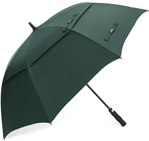 G4Free 55/63/69/72/80 Inch Golf Umbrella Windproof Double Canopy Extra Large Oversize Automatic Open Waterproof Umbrellas(Drak Green, 63 inch)
