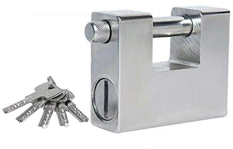 Senza marca-Generico Lucchetto corazzato per serranda in Acciaio 5X Chiavi antiscasso monoblocco Resistente al Taglio Lucchetto Rettangolare Industriale (94mm)