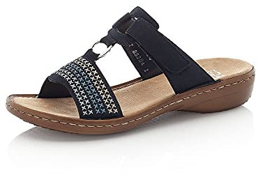 Rieker Damen Pantoletten 608K8, Frauen Slipper,Gartenschuhe,Sommerschuhe,sommerclogs,Sandalen,Freizeitschuhe,Schlupfschuhe,blau (14),39 EU / 6 UK