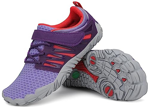 SAGUARO Barefoot Shoes Bambini Scarpe Barefoot Ragazzi Scarpe Minimaliste Ragazze Traspiranti Scarpe a Piedi Nudi Antiscivolo Scarpe Trail Running Scarpe Dita Viola,Gr.33