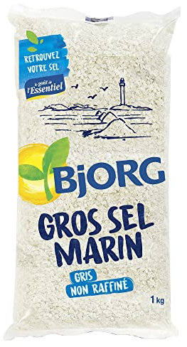 BJORG Gros Sel Marin Gris Non Raffiné - Naturellement Parfumé par les Algues Marines-1 kg